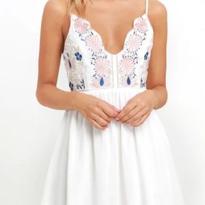 White Dress with Floral Embroidery